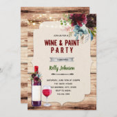 Invitation Thème de fête de vin de Bourgogne fleuri (Devant / Derrière)