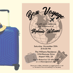 Invitation Thème de fête de voyage à la retraite Bon voyage G