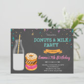 Invitation Thème de fête Donuts lait (Debout devant)
