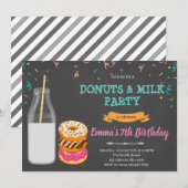 Invitation Thème de fête Donuts lait (Devant / Derrière)