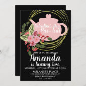 Invitation Thème de fête du thé pour la Saint-Valentin Couron (Devant / Derrière)