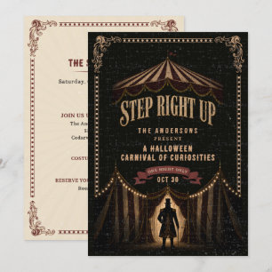 Invitation Thème de fête Halloween Dark Carnival Cirque Vinta