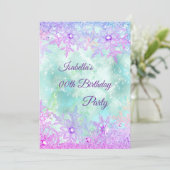 Invitation Thème de fête hivernale bleu sarcelle violet rose (Debout devant)