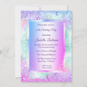 Invitation Thème de fête hivernale bleu sarcelle violet rose (Dos)