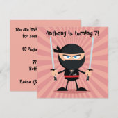 Invitation Thème de fête Ninja pour enfants (Devant / Derrière)