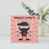 Invitation Thème de fête Ninja pour enfants (Debout devant)