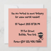 Invitation Thème de fête Ninja pour enfants (Dos)
