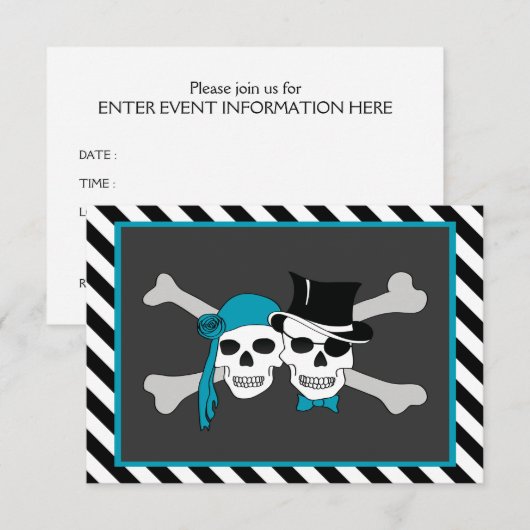 Invitation thème de fête pirate (Devant / Derrière)