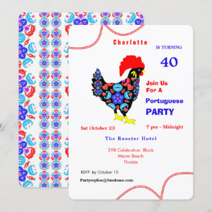 Invitation Thème de fête portugais Coq de Barcelos