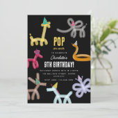 Invitation Thème de fête pour enfants Animaux en ballons (Debout devant)