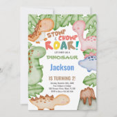 Invitation Thème de fête préhistorique pour filles et garçons (Devant)