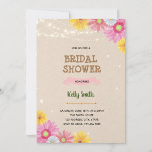 Invitation thème de fête prénuptiale de fleurs de