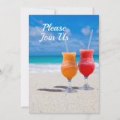 Invitation Thème de fête sur la plage avec deux boissons (Devant)