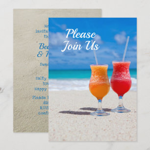 Invitation Thème de fête sur la plage de deux boissons