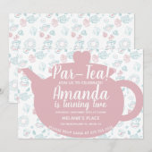 Invitation Thème de fête Tea Party mignonne (Devant / Derrière)