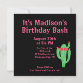 Invitation Thème de fête western Cactus  (Dos)