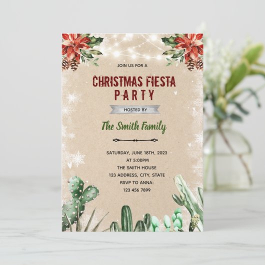 Invitation thème de fiesta de Noël (Debout devant)