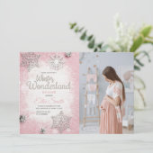 Invitation Thème de flocon de neige pour bébé fille (Debout devant)