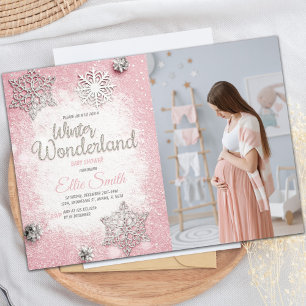 Invitation Thème de flocon de neige pour bébé fille