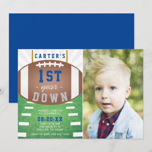 Invitation Thème de football de première année en bas 1er ann (Devant / Derrière)