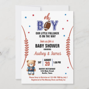 Invitation Thème de football Oh Boy pour Baby Shower