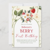 Invitation Thème de fraise rustique Berry Premier anniversair (Devant)