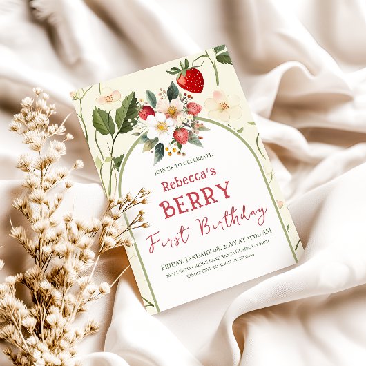 Invitation Thème de fraise rustique Berry Premier anniversair