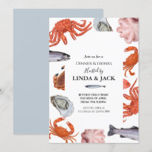 Thème de fruits de mer d'invitation de dîner