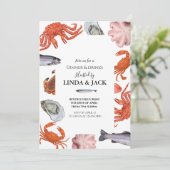 Invitation Thème de fruits de mer d'invitation de dîner (Debout devant)