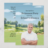 Invitation Thème de golf aquarelle photo unique (Devant / Derrière)