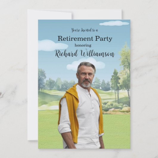 Invitation Thème de golf aquarelle photo unique (Devant)