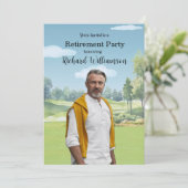 Invitation Thème de golf aquarelle photo unique (Debout devant)