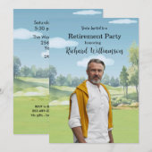Invitation Thème de golf aquarelle photo unique (Devant / Derrière)