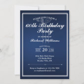 Invitation Thème de golf classique bleu blanc 60e anniversair (Devant)