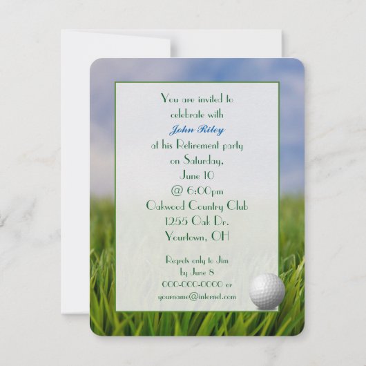 Invitation Thème de golf de la partie de retraite (Dos)