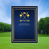 Invitation Thème de golf élégant Panier Bleu Or 60e Anniversa