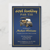 Invitation Thème de golf élégant Panier Bleu Or 60e Anniversa (Devant)