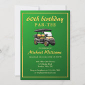 Invitation Thème de golf élégant Panier Vert Or 60e Anniversa (Devant)
