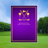 Invitation Thème de golf élégant Panier Violet Or 60e Anniver