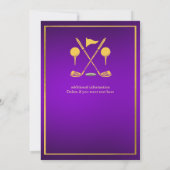 Invitation Thème de golf élégant Panier Violet Or 60e Anniver (Dos)