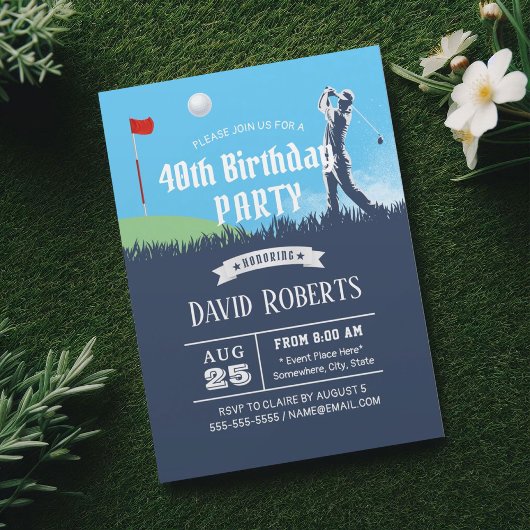 Invitation Thème de golf Extérieur 40e anniversaire fête