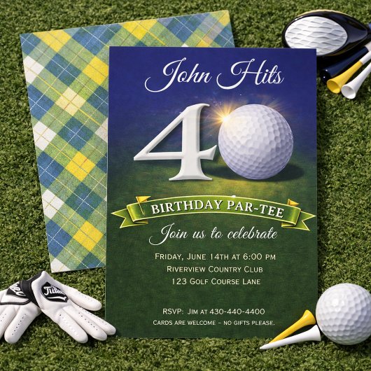 Invitation Thème de golf pour 40e anniversaire 
