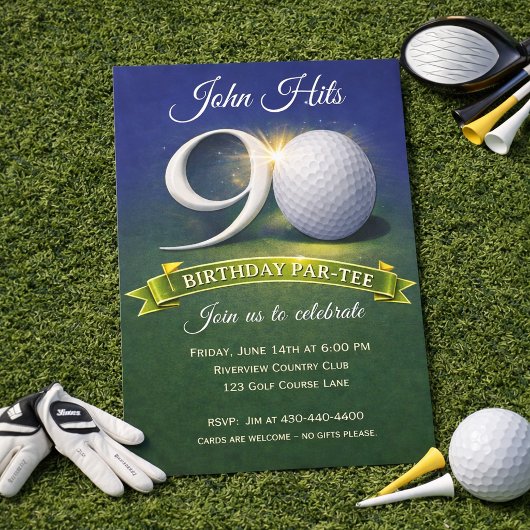 Invitation Thème de golf pour 90e anniversaire 