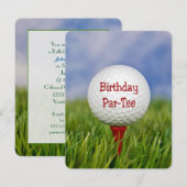 Invitation Thème de golf pour fête d'anniversaire (Devant / Derrière)