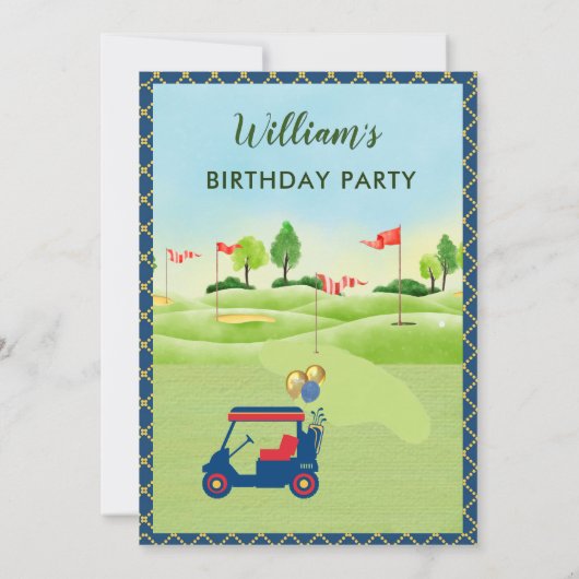 Invitation Thème de golf pour garçon 3e anniversaire Par-Tee (Dos)