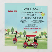 Invitation Thème de golf pour garçon 7ème anniversaire Par-Te (Devant / Derrière)