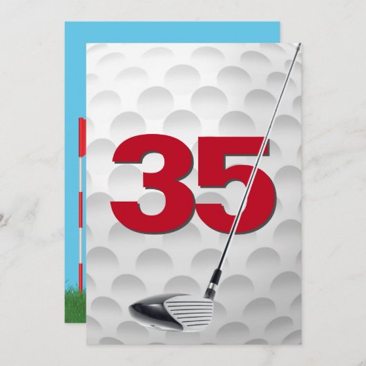 Invitation Thème de golf pour la fête des 35 ans (Devant / Derrière)