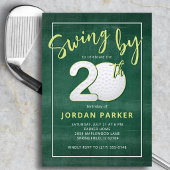 Invitation Thème de golf Swing By 20e anniversaire Stylé Vert