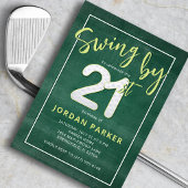 Invitation Thème de golf Swing By 21e anniversaire Stylé Vert