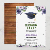 Invitation Thème de graduation argent violet (Devant / Derrière)